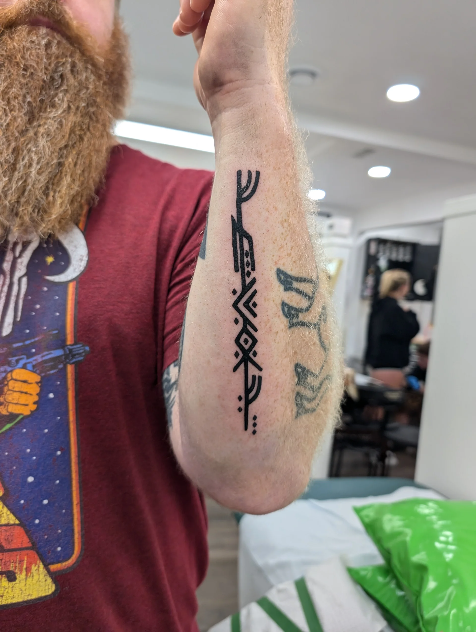 Cyberpunk Tribal Linework - geometric tattoo by Saskatoon tattoo artist