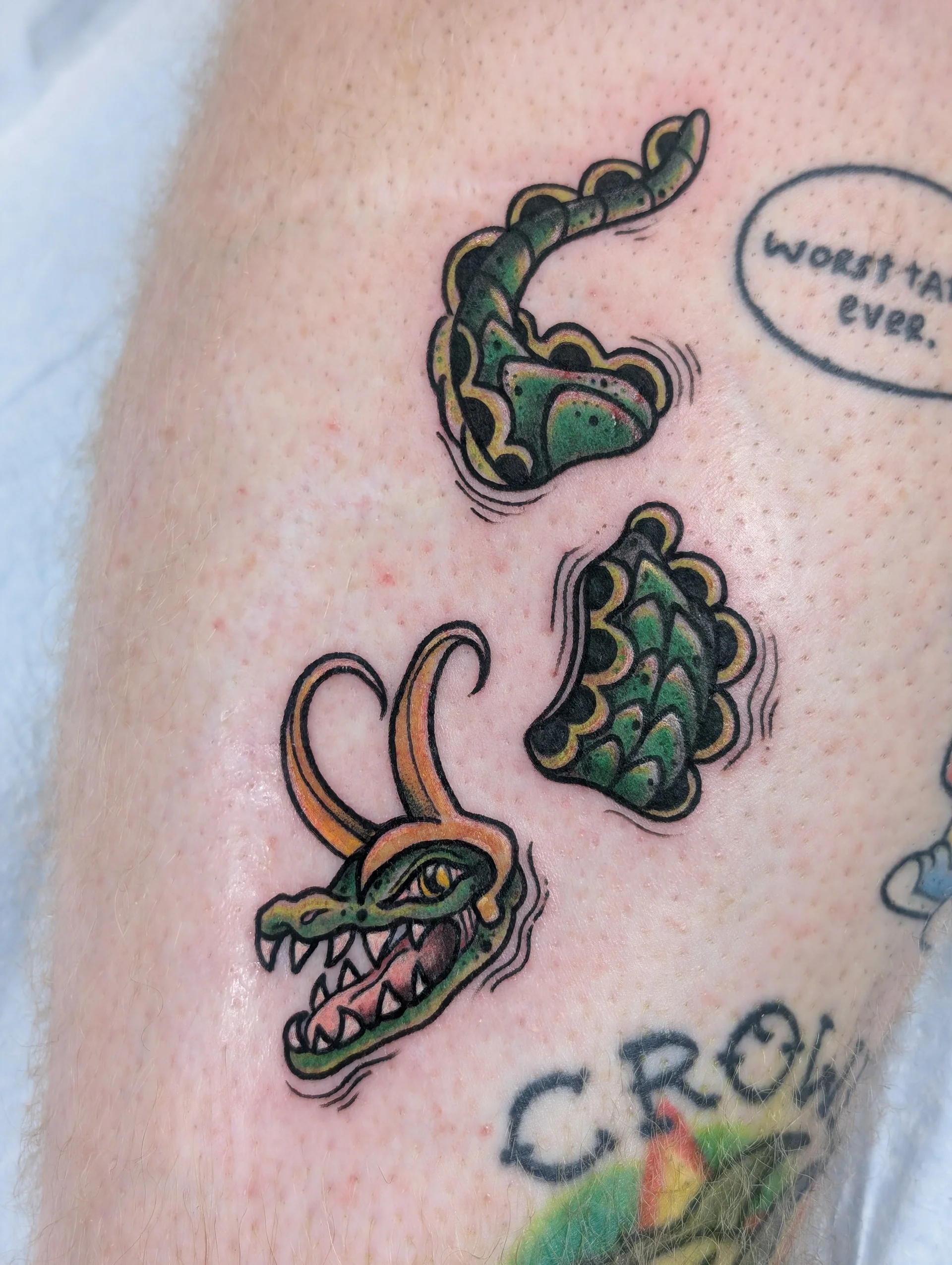Serpent Weaving Three Dimensional - illustrative tattoo by Saskatoon tattoo artist