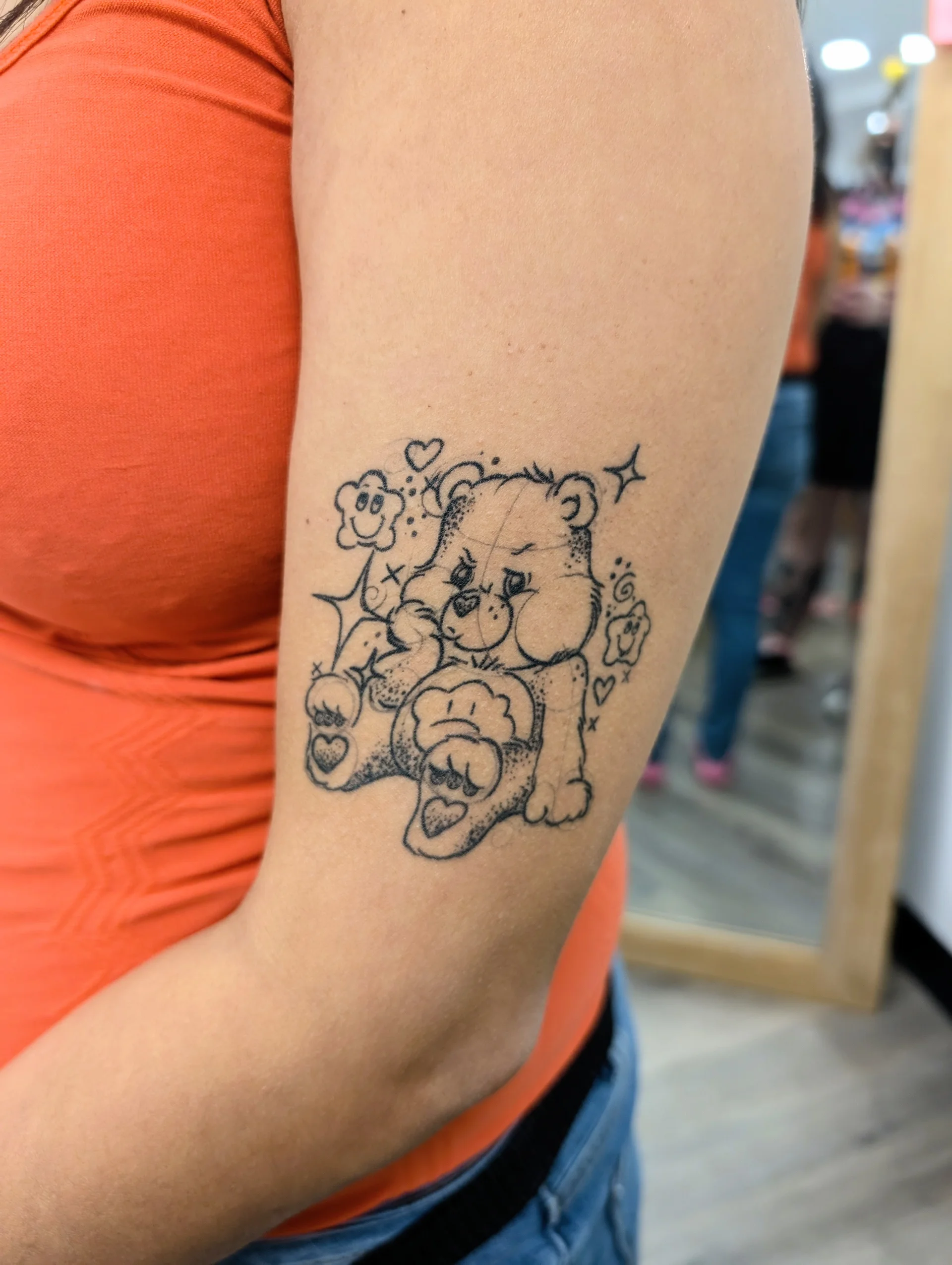 Care Bear Fallen Down - new school tattoo by Saskatoon tattoo artist
