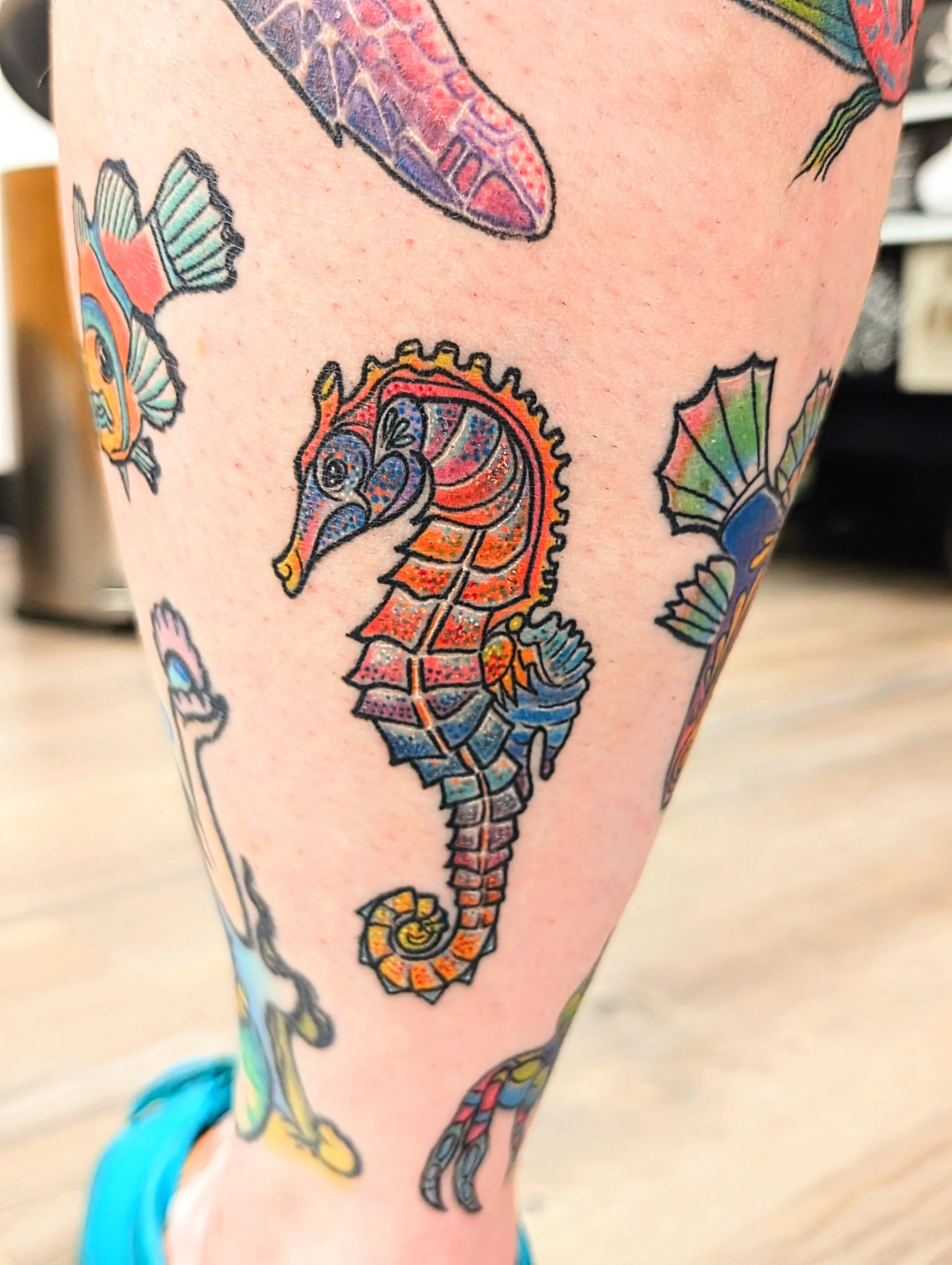 Colorful Seahorse - new school tattoo by Saskatoon tattoo artist