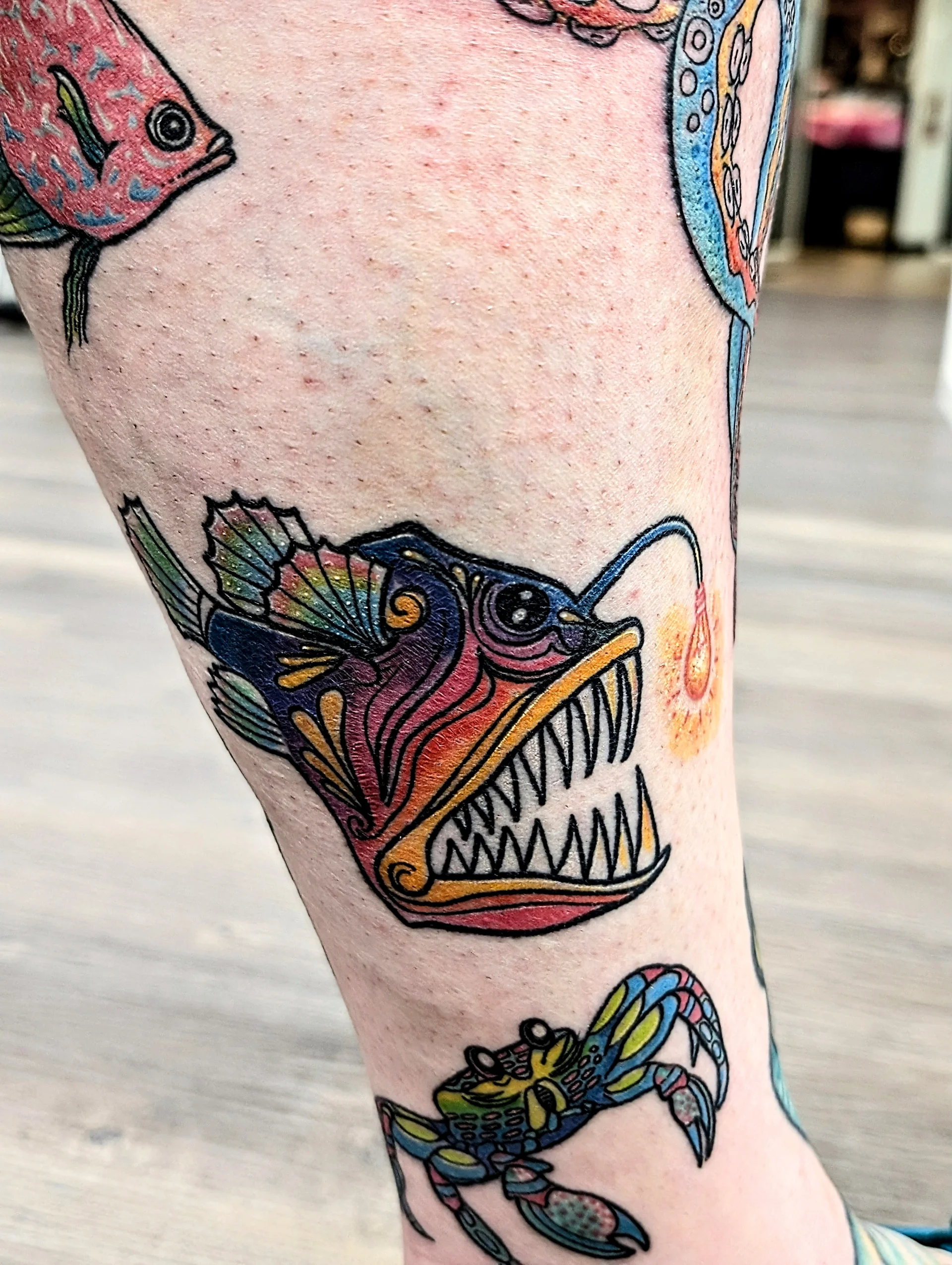 Sharp Tooth Fish - new school tattoo by Saskatoon tattoo artist